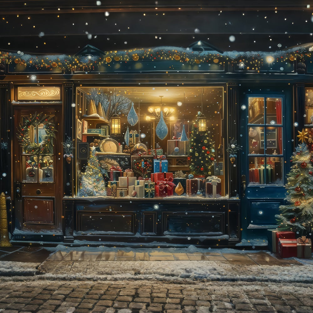 Sfondo Della Finestra Di Natale Sfondo Della Finestra Del Negozio Di Bagliore BRP11-178