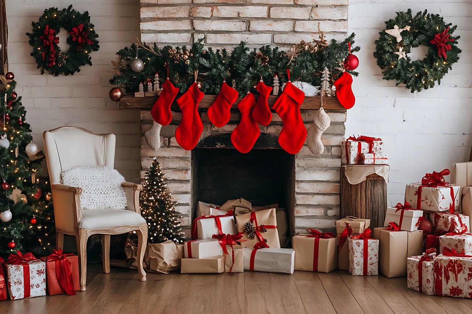 Sfondo Per Caminetto Natalizio Calze Sfondo Decorativo BRP11-180