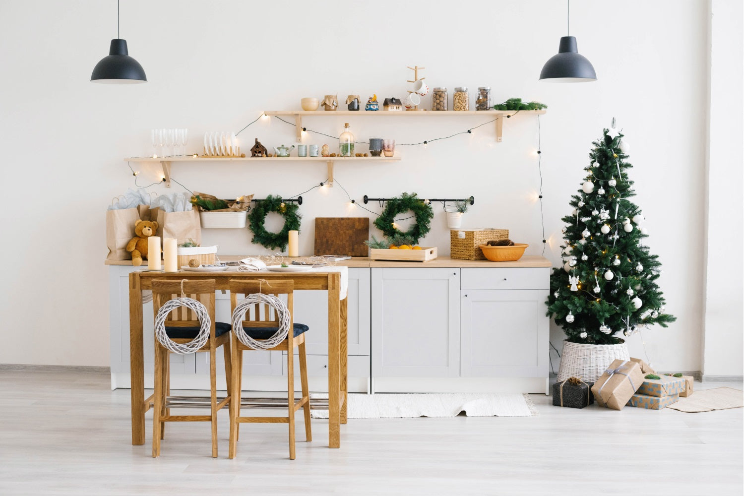 Sfondo Natale Ghirlande Da Cucina In Stile Scandinavo Sfondo BRP11-190