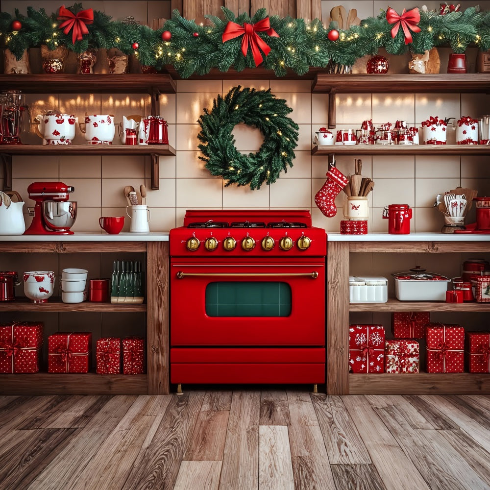 Idee Per Lo Sfondo Natalizio Sfondo Per Ghirlanda Di Stufe Da Cucina Vintage BRP11-191