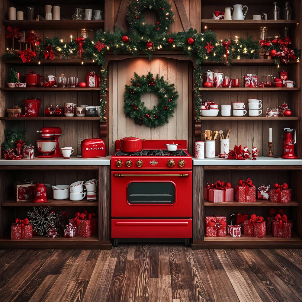 Sfondo Fotografico Natalizio Sfondo Rosso Per Decorazioni Per La Cucina Con Forno BRP11-192