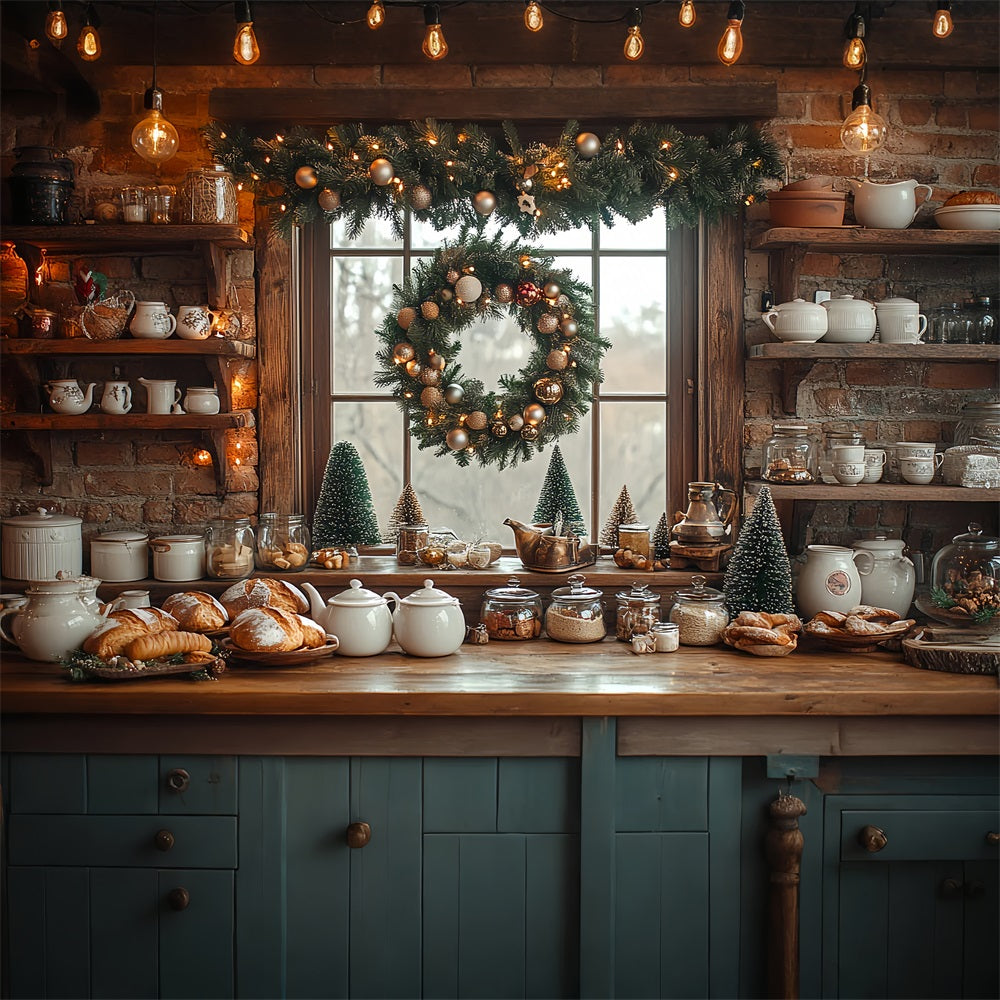 Idee Per La Decorazione Dello Sfondo Natalizio Sfondo Della Cucina Con Muro Di Mattoni BRP11-195