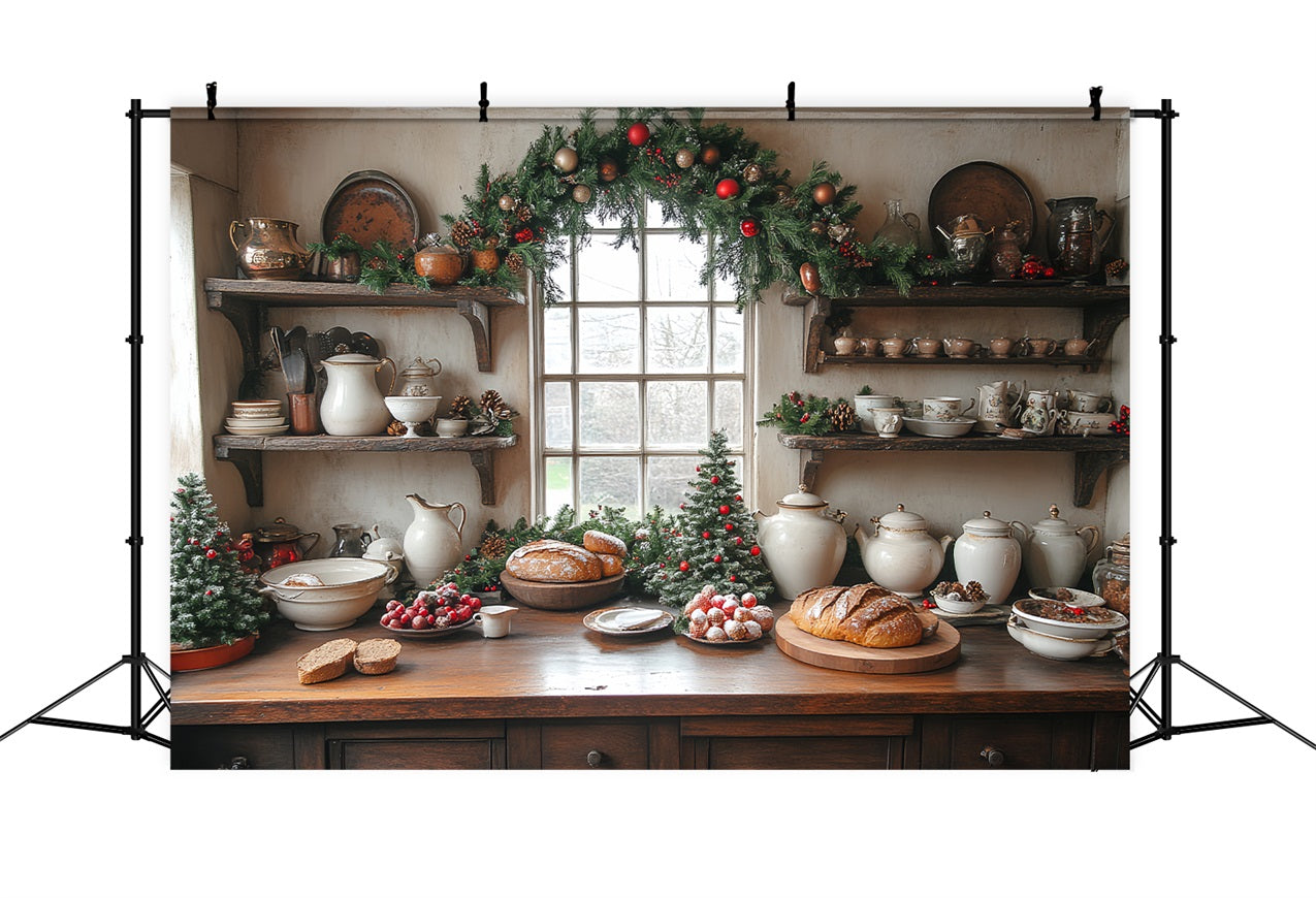 Sfondo Con Foto Di Natale Esposizione Della Cucina Pane Sfondo BRP11-196