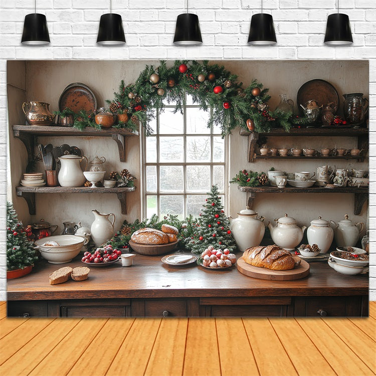 Sfondo Con Foto Di Natale Esposizione Della Cucina Pane Sfondo BRP11-196