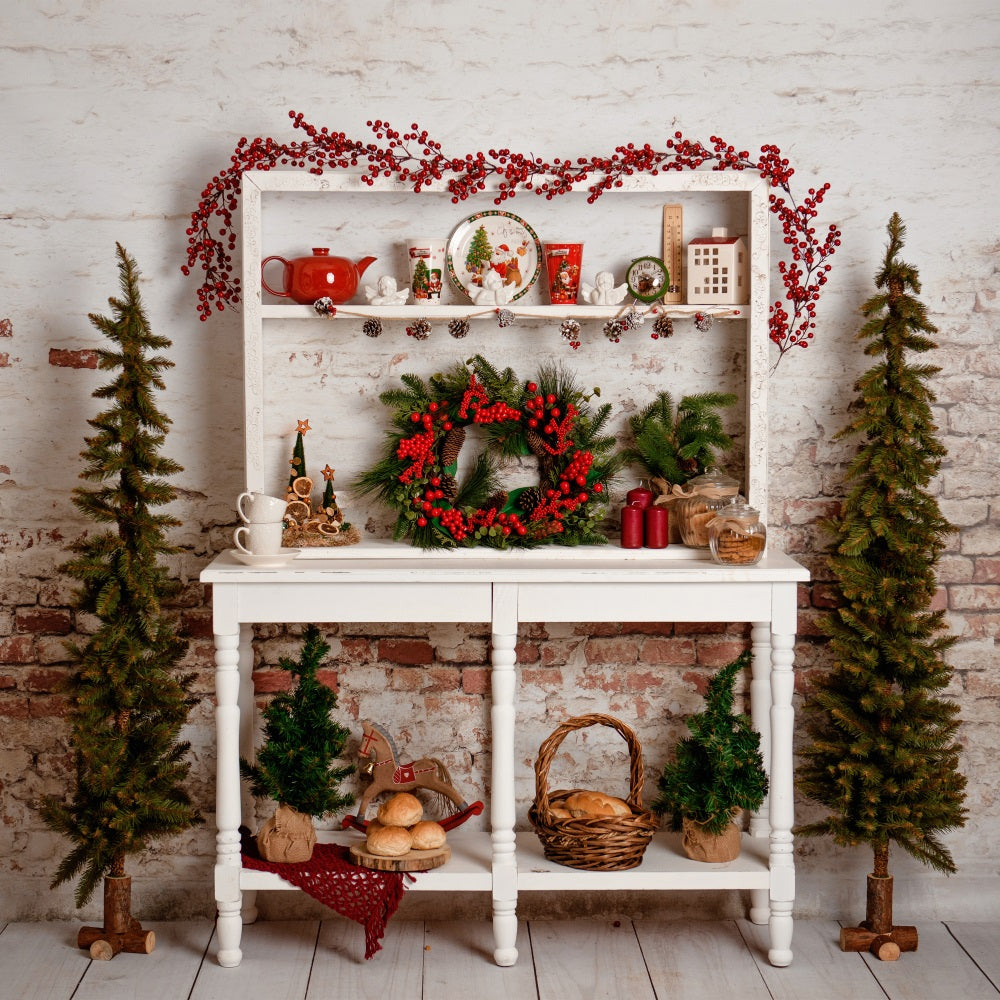 Sfondo Albero Di Natale Console Ghirlanda Decoro In Pino Sfondo BRP11-197