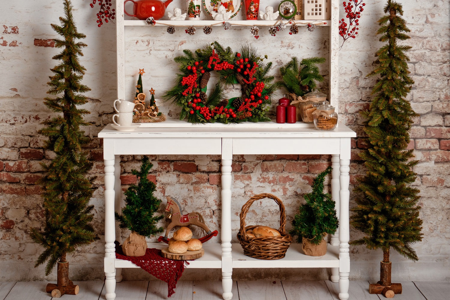 Sfondo Albero Di Natale Console Ghirlanda Decoro In Pino Sfondo BRP11-197
