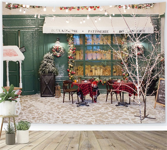 Fondali Dell'Albero Di Natale Sfondo Di Luci Boulangerie Innevate BRP11-201