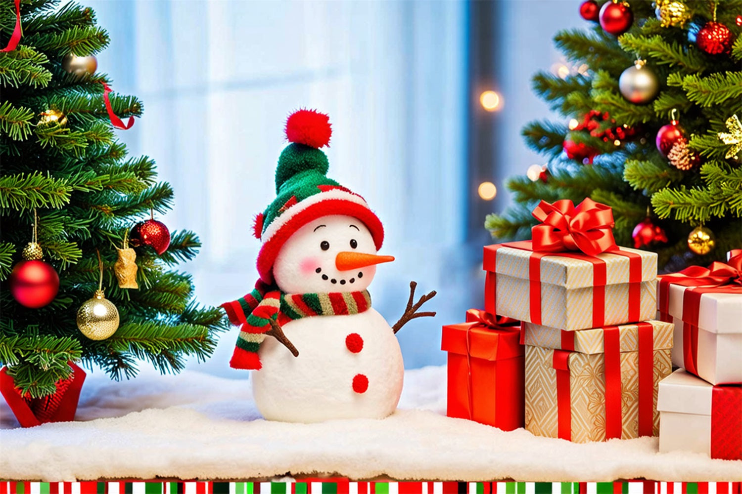 Fondali Per Lo Sfondo Dei Regali Dell'Albero Del Pupazzo Di Neve Di Natale BRP11-206
