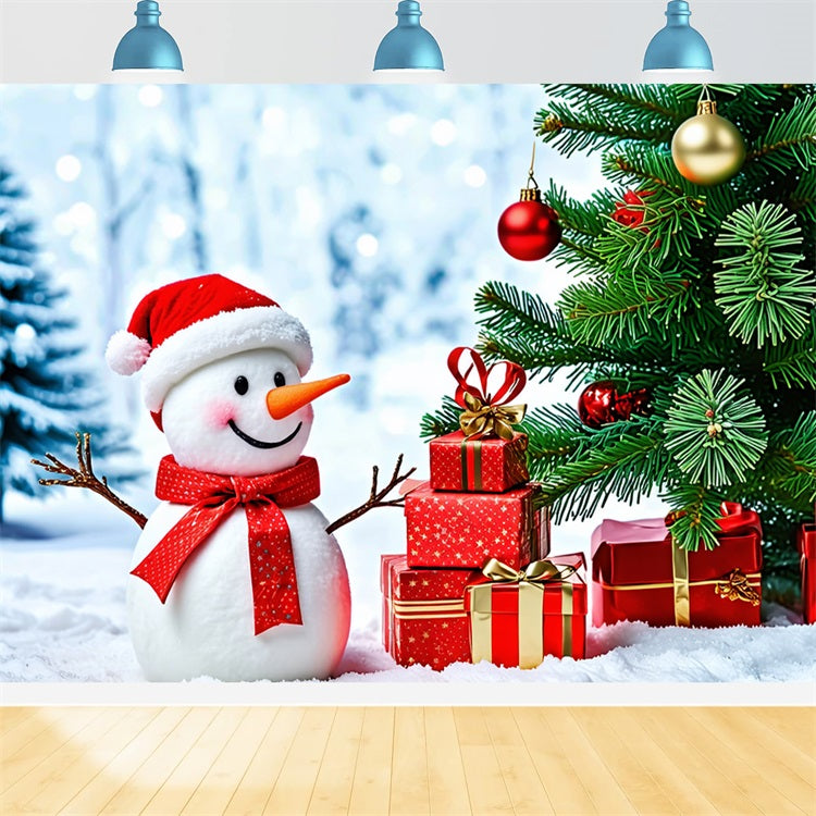 Sfondo Di Buon Natale Pupazzo Di Neve Sfondo Con Ambientazione Innevata BRP11-207