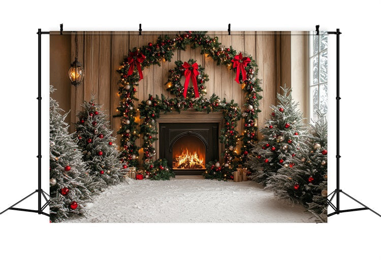 Sfondo Del Camino Arco Di Natale Sfondo Di Alberi Innevati BRP11-218