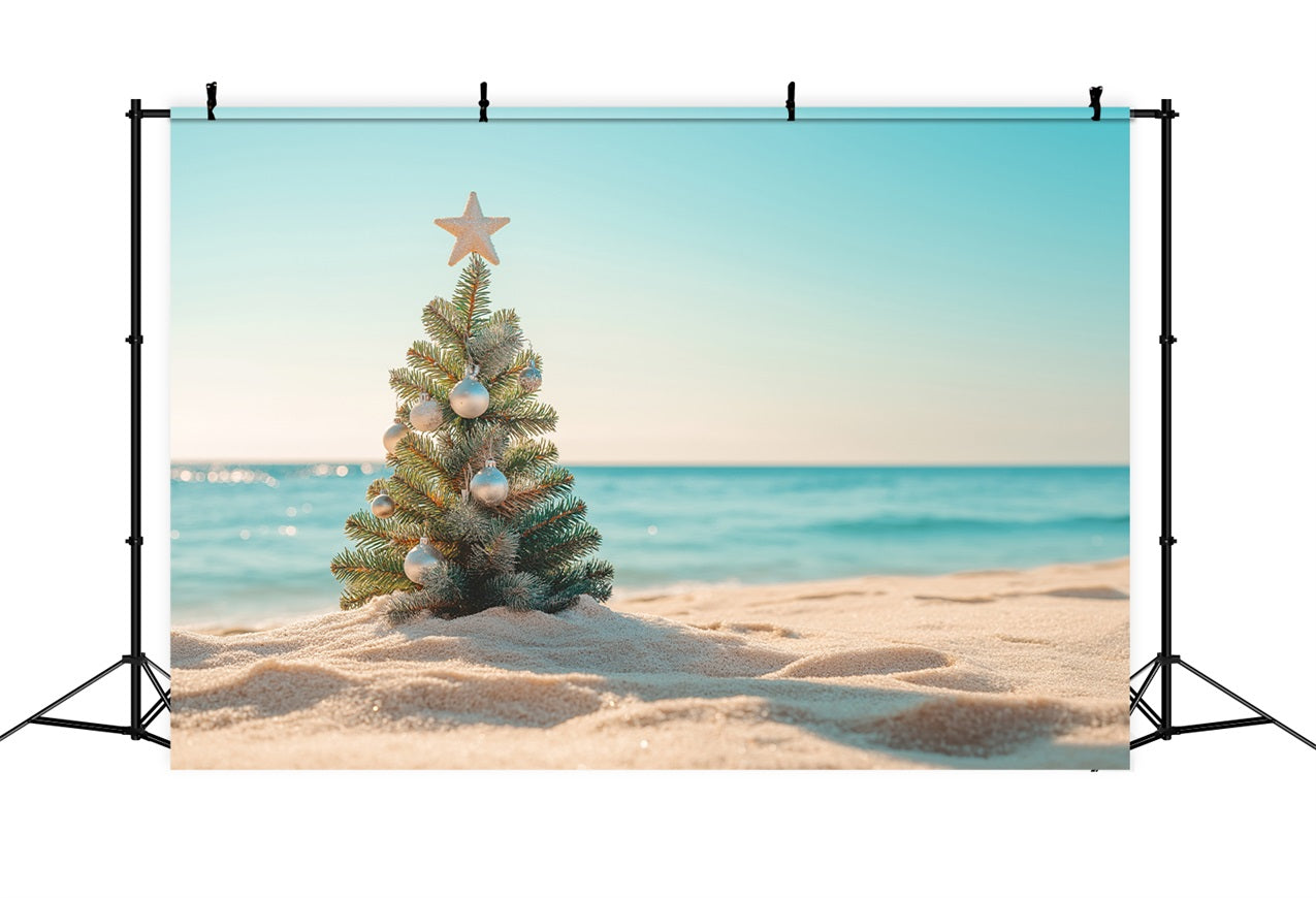 Sfondo Natalizio Ornamento Mini Albero Sullo Sfondo Della Spiaggia BRP11-230