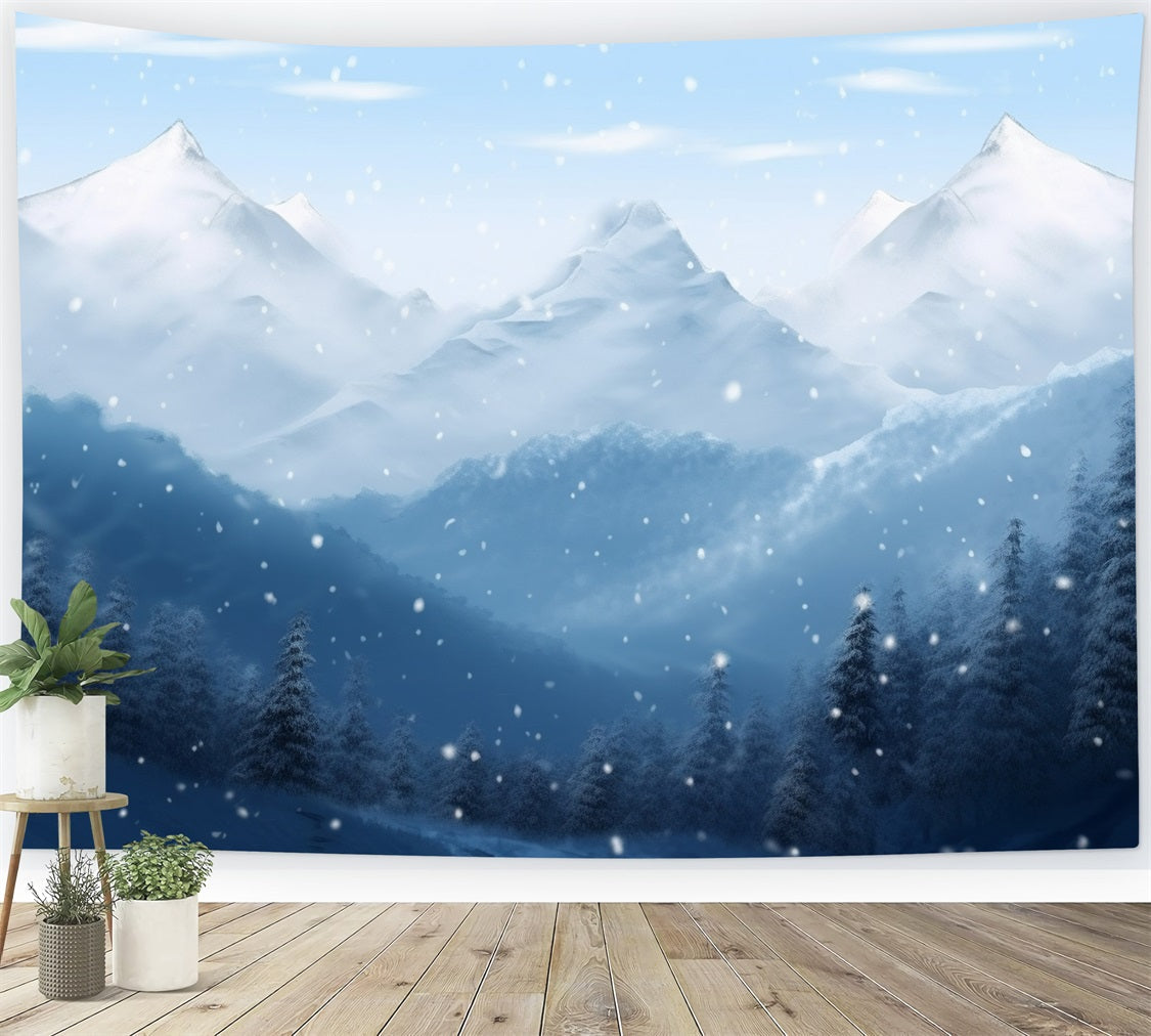 Fondali Winter Wonderland Sfondo Di Montagne Innevate BRP11-259