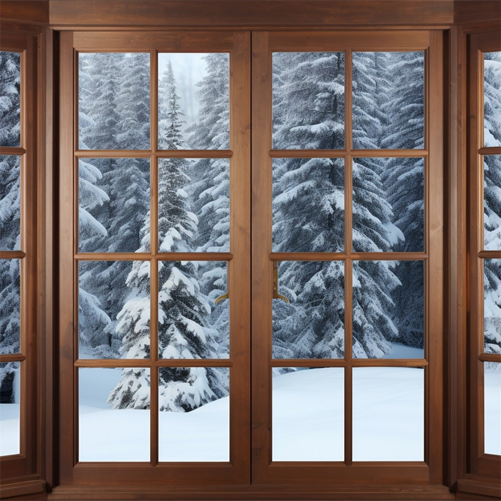 Sfondo Di Neve Invernale Infissi In Legno Sfondo Di Pini BRP11-274