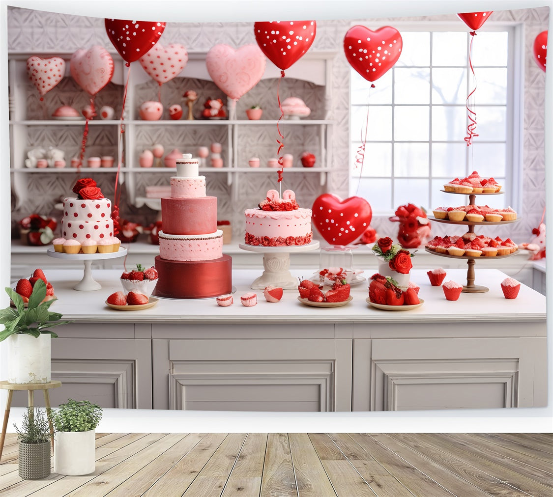 Idee Per Lo Sfondo Di San Valentino Sfondo Per Display Con Palloncini Per Torta Romantica BRP11-278