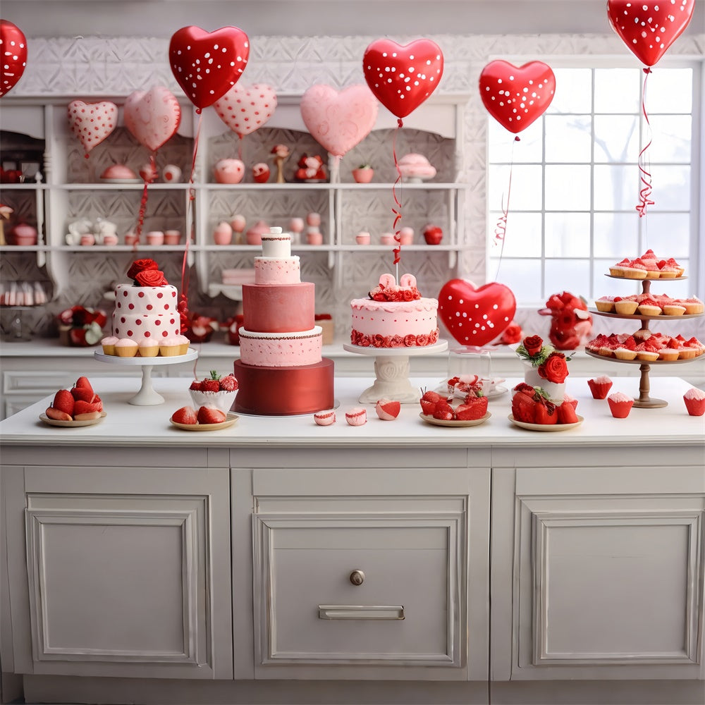 Idee Per Lo Sfondo Di San Valentino Sfondo Per Display Con Palloncini Per Torta Romantica BRP11-278