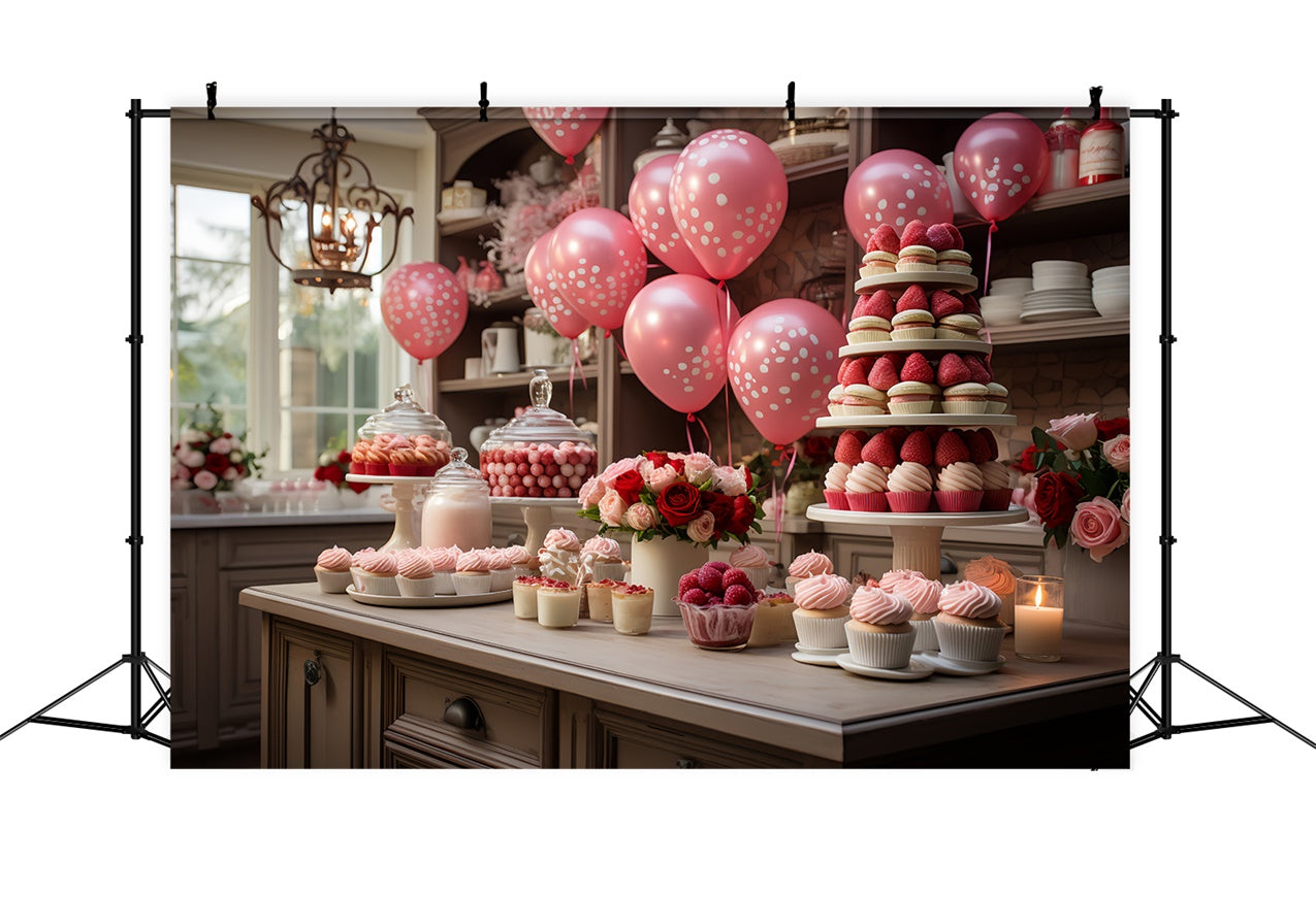 Idee Per Lo Sfondo Di San Valentino Sfondo Per Dessert Celebrativi Con Palloncini BRP11-282