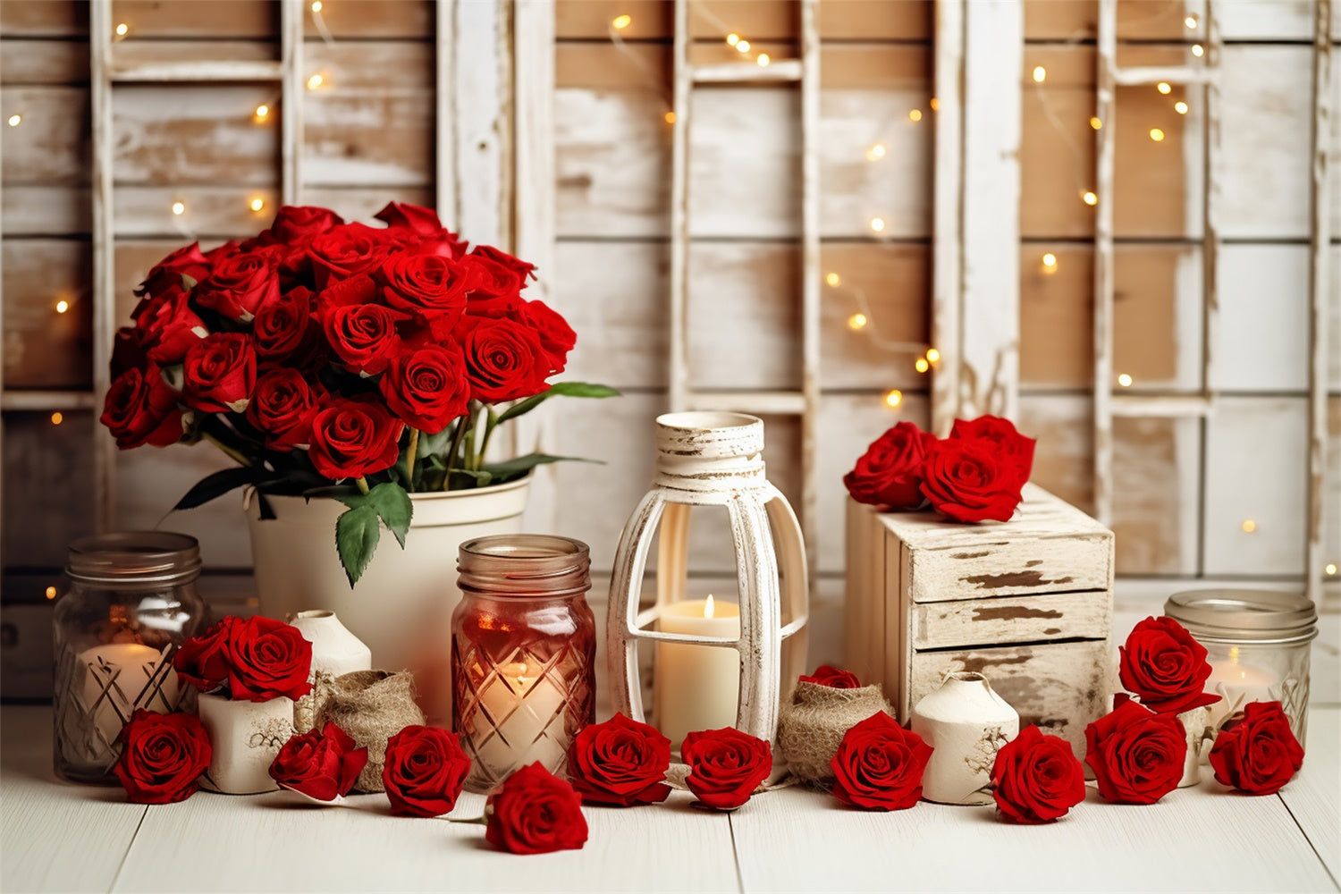 Fondali Fotografici Sfondo Di Rose A Lume Di Candela Con Bagliore Di San Valentino BRP11-289