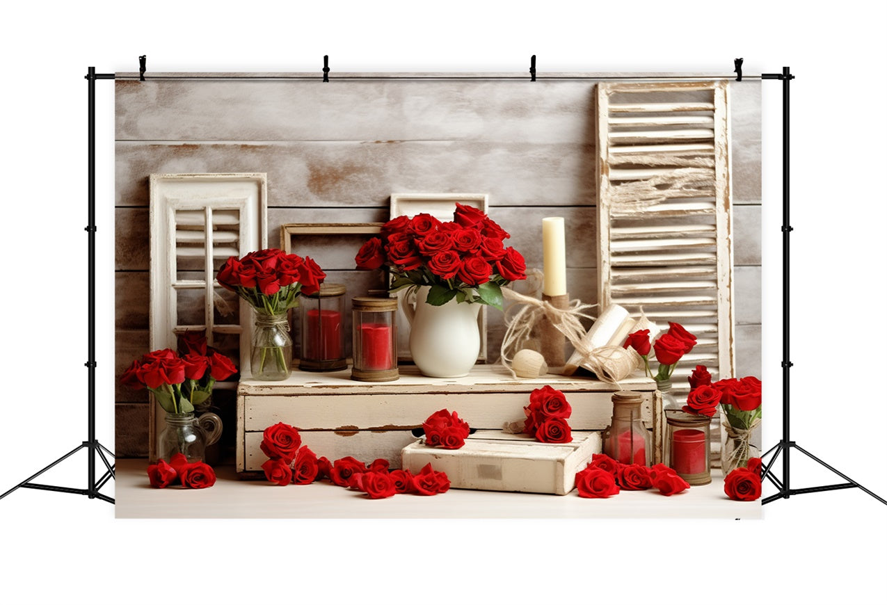 Sfondo Semplice Di San Valentino Con Rose E Cornici Vintage BRP11-291
