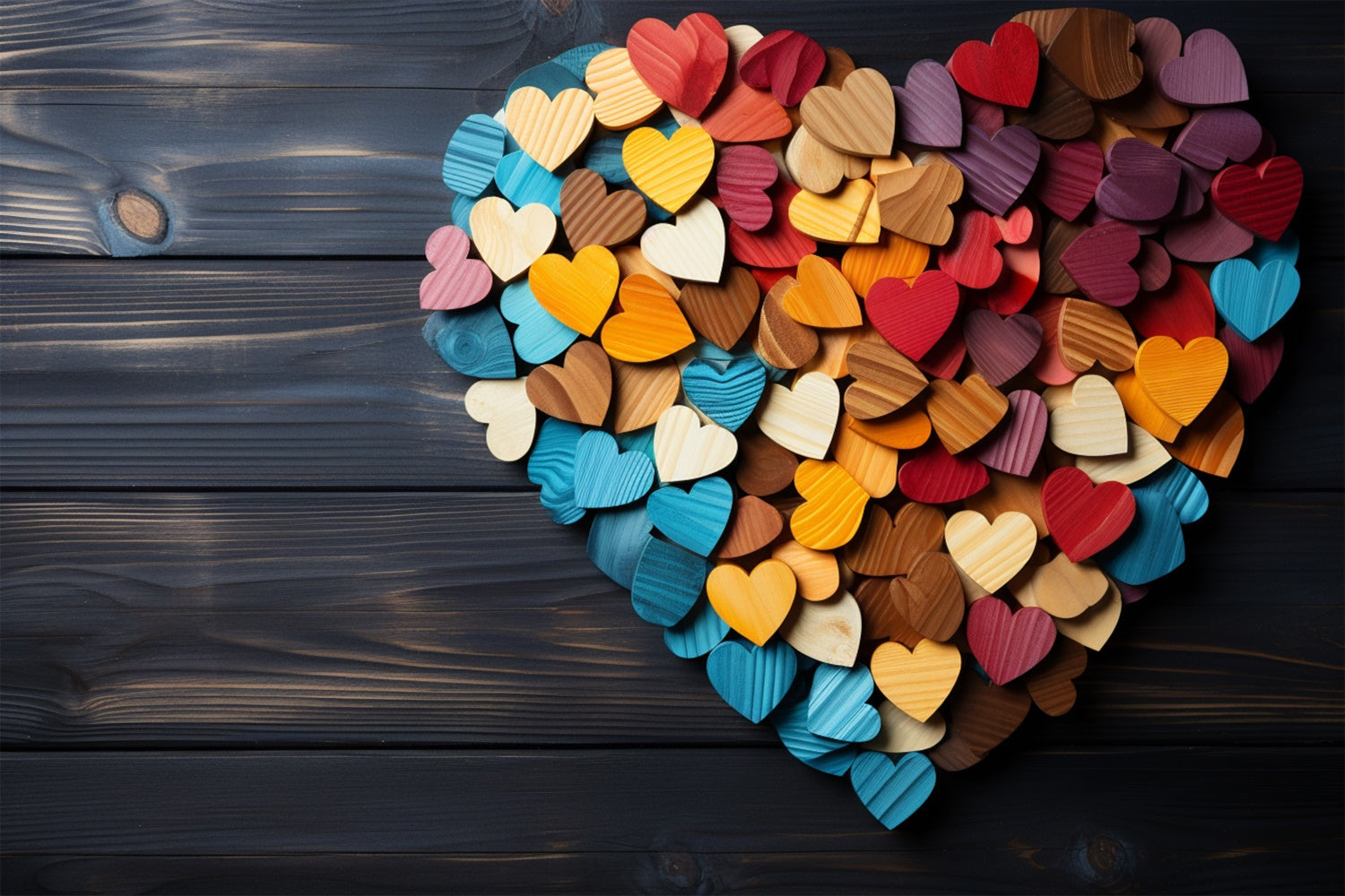 Sfondo Festa Di San Valentino Sfondo A Tema Legno Cuori Arcobaleno BRP11-293