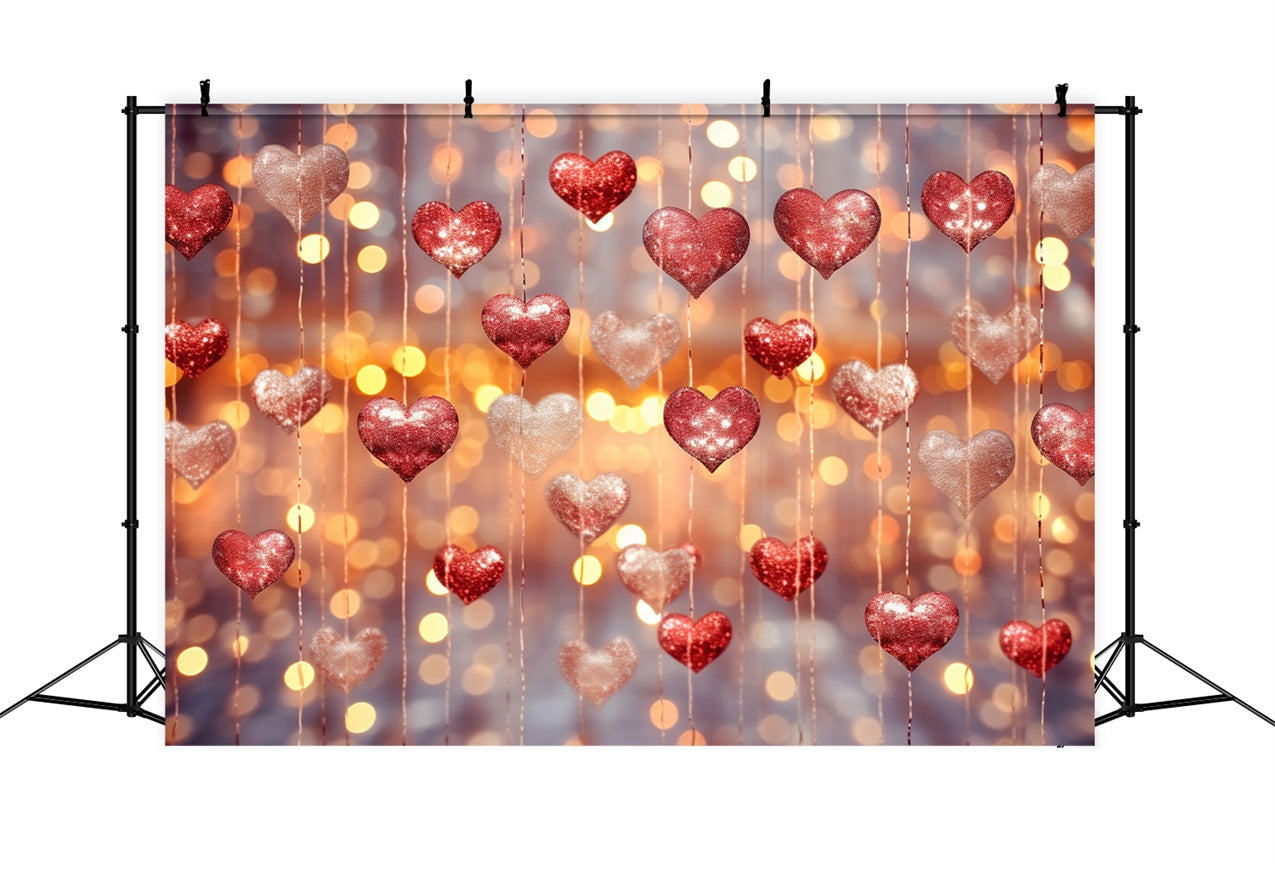Fondali Di San Valentino Sfondo Con Cuori Rossi Scintillanti BRP11-308