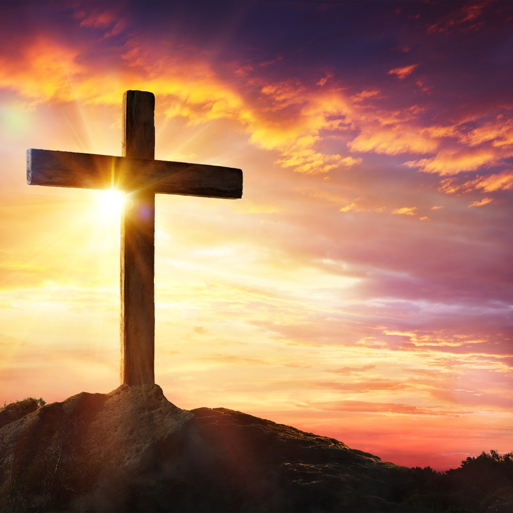 Idee Per Lo Sfondo Fotografico Di Pasqua Sfondo Con Croce E Cielo In Collina BRP11-319