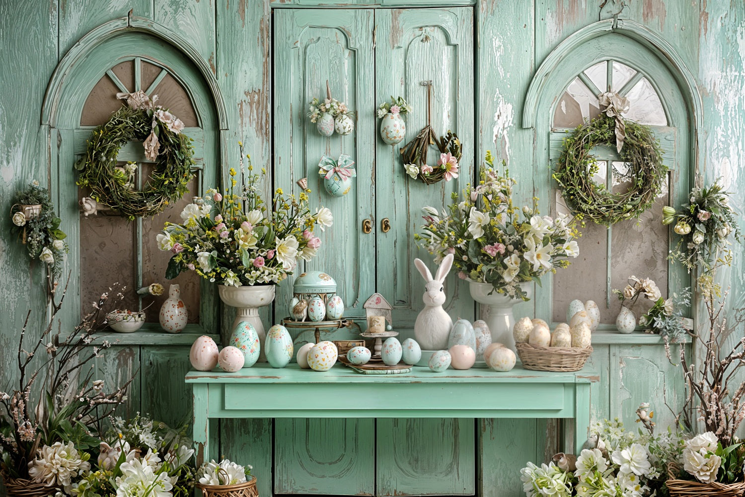 Sfondo Fotografico Di Buona Pasqua Sfondo Con Ghirlanda Di Uova BRP11-342