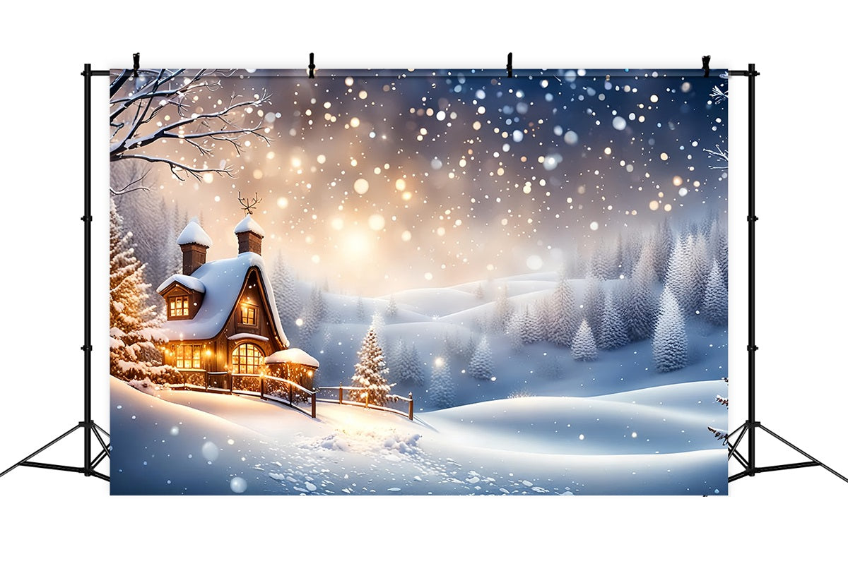 Idee Per Lo Sfondo Invernale Cottage Immerso Nello Sfondo Del Paesaggio Innevato BRP11-37