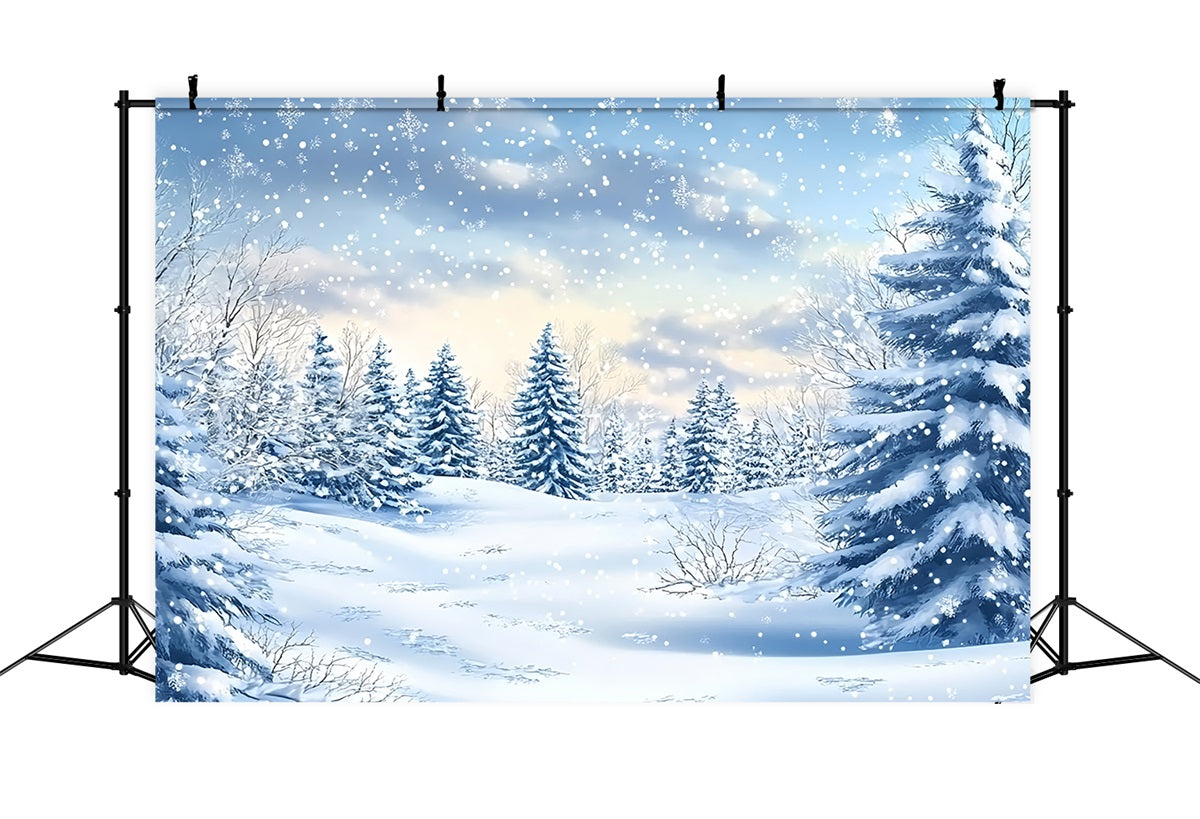 Sfondo Di Neve Invernale Foresta Nevicata Sfondo Di Serenita Pacifica BRP11-38