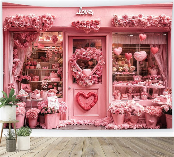 Idee Per Lo Sfondo Di San Valentino Sfondo Della Ghirlanda Del Negozio Di Fiori BRP11-381