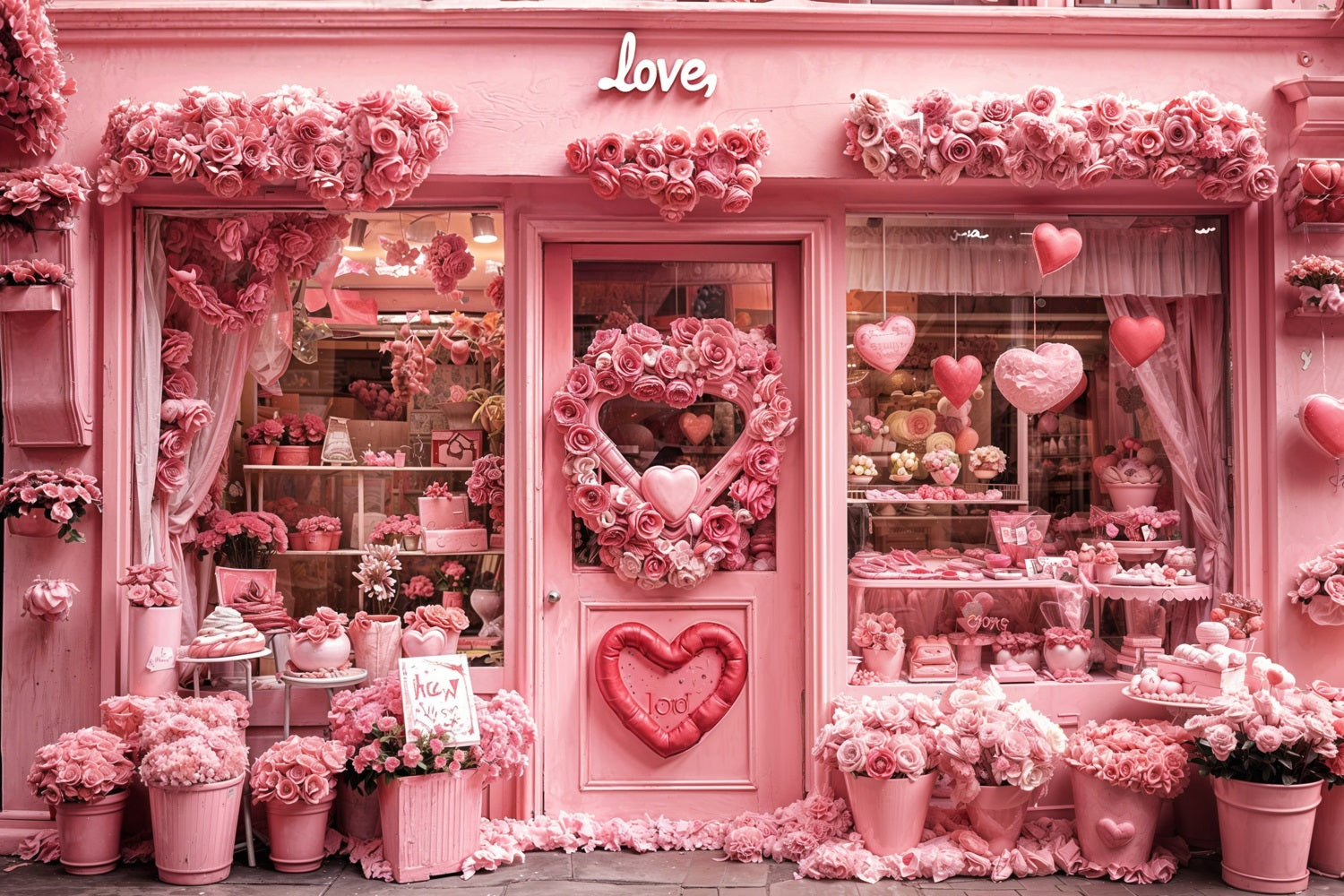 Idee Per Lo Sfondo Di San Valentino Sfondo Della Ghirlanda Del Negozio Di Fiori BRP11-381