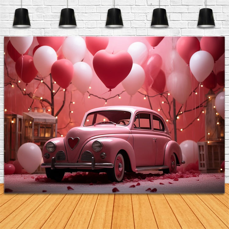 Sfondo Per Servizio Fotografico Di San Valentino Sfondo Di Palloncini Rosa Con Cuore Per Auto BRP11-404