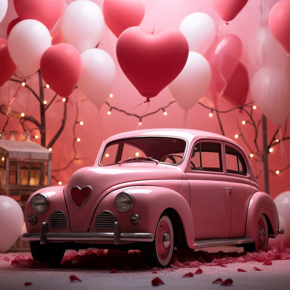 Sfondo Per Servizio Fotografico Di San Valentino Sfondo Di Palloncini Rosa Con Cuore Per Auto BRP11-404