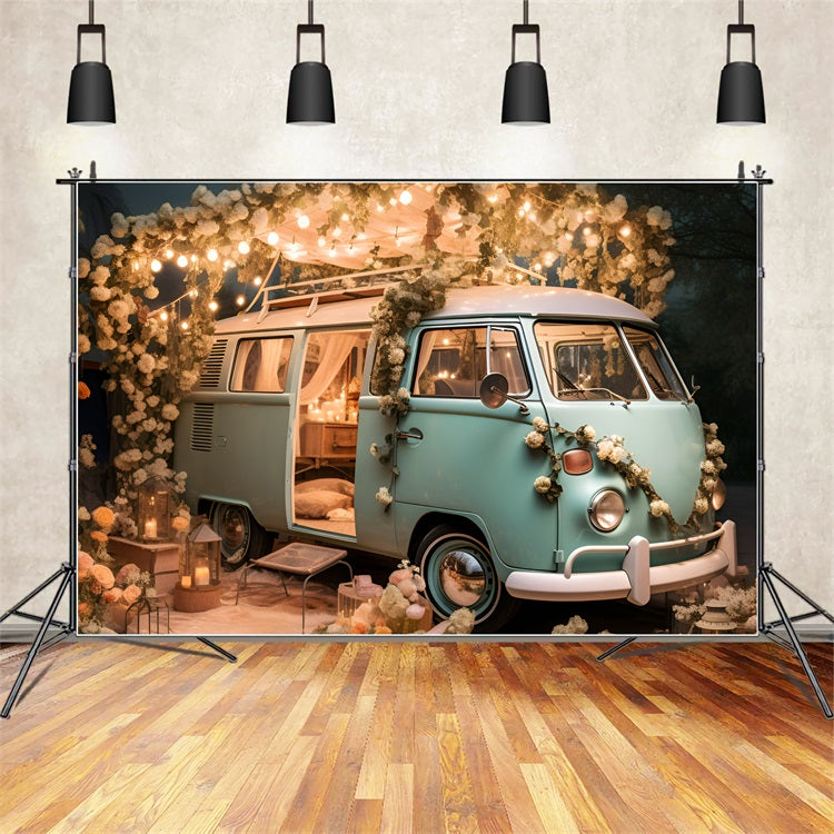 Sfondo Di San Valentino Sfondo Di Fiori Di Luci Di Furgone Vintage BRP11-406