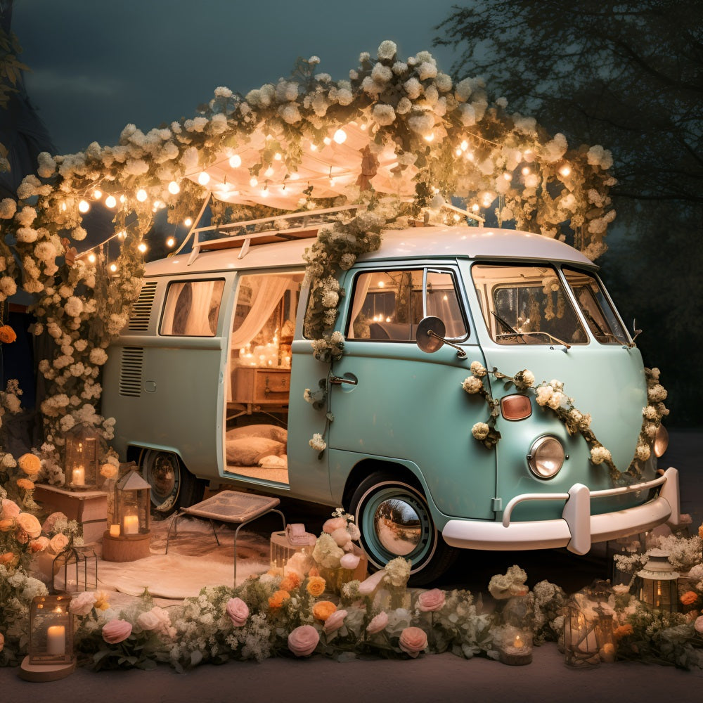 Sfondo Di San Valentino Sfondo Di Fiori Di Luci Di Furgone Vintage BRP11-406