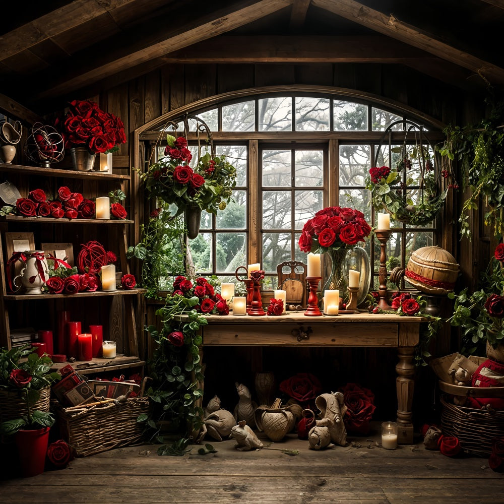 Fondali Di San Valentino Romantico Sfondo Vintage Con Rose Per Finestre BRP11-419