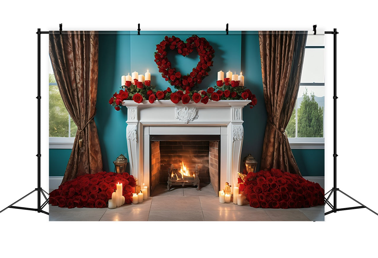 Idee Per Lo Sfondo Di San Valentino Sfondo Con Rose Per Caminetto Candele BRP11-421