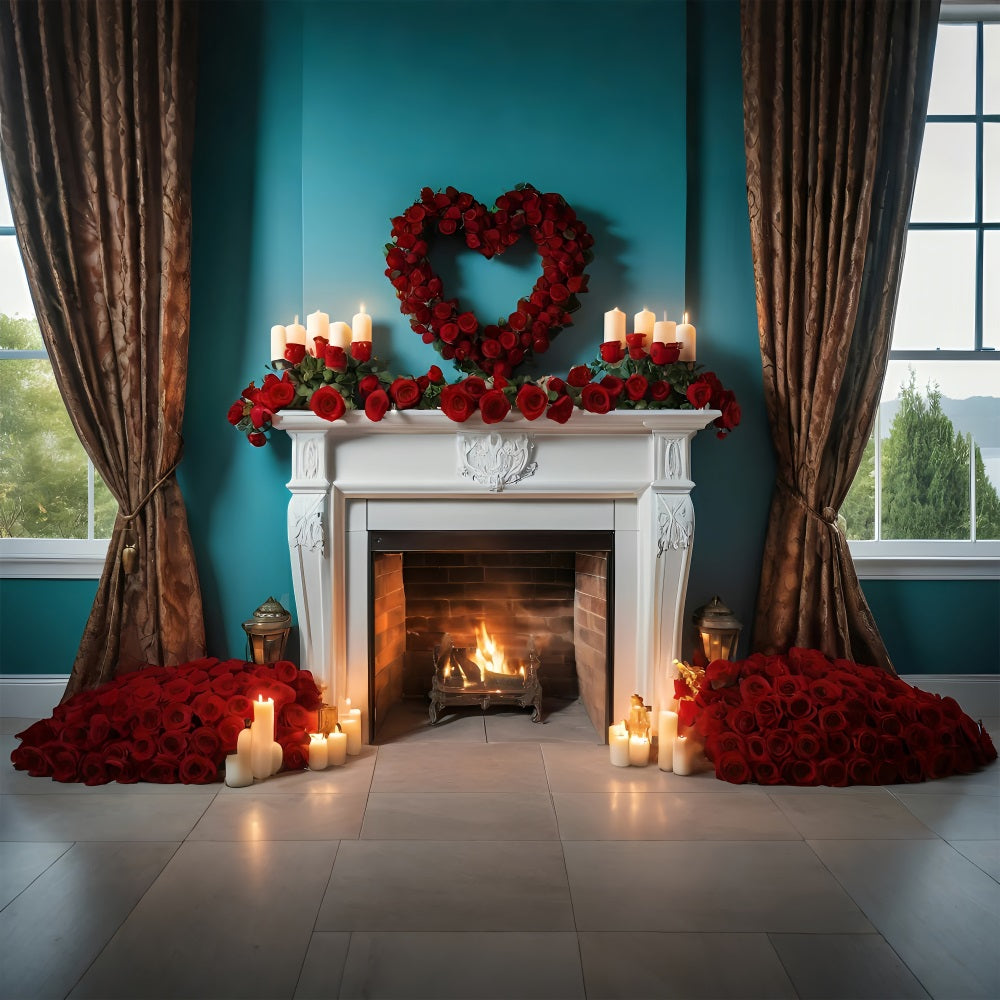 Idee Per Lo Sfondo Di San Valentino Sfondo Con Rose Per Caminetto Candele BRP11-421