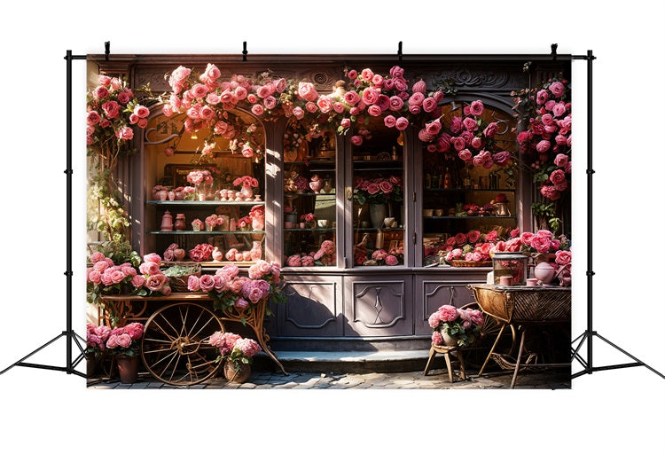 Fondali Fotografici Per San Valentino Shopfront Sfondo Con Rose Rosa A Cascata BRP11-429