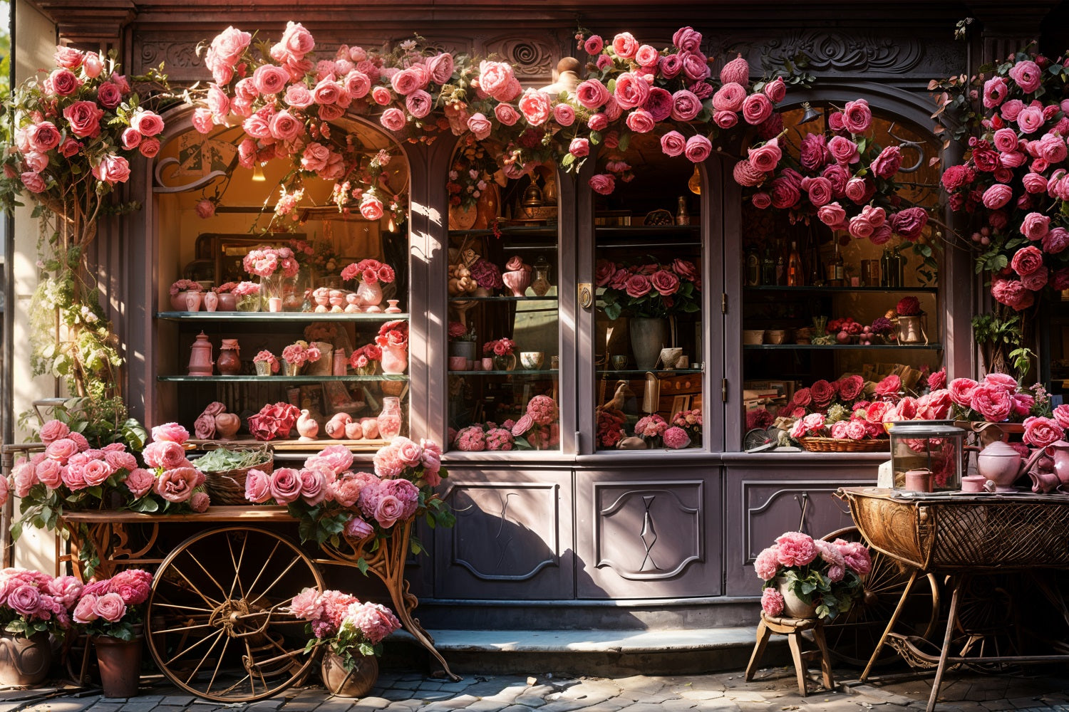 Fondali Fotografici Per San Valentino Shopfront Sfondo Con Rose Rosa A Cascata BRP11-429