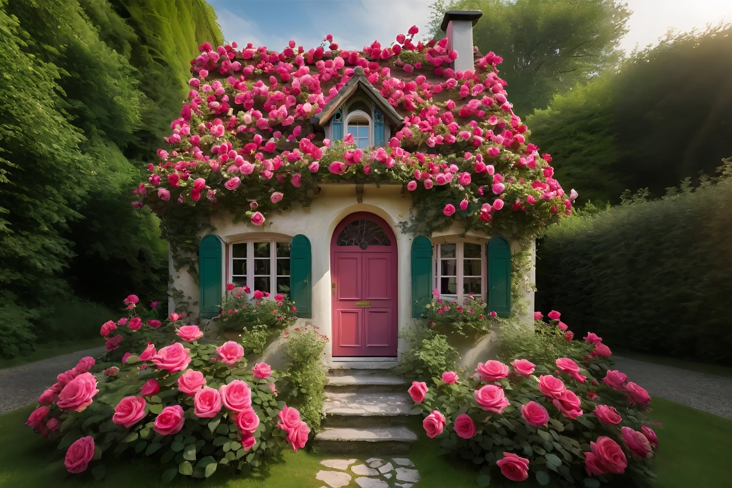 Fondali Fotografici Sfondo Floreale Di San Valentino Con Rose Rosa BRP11-431