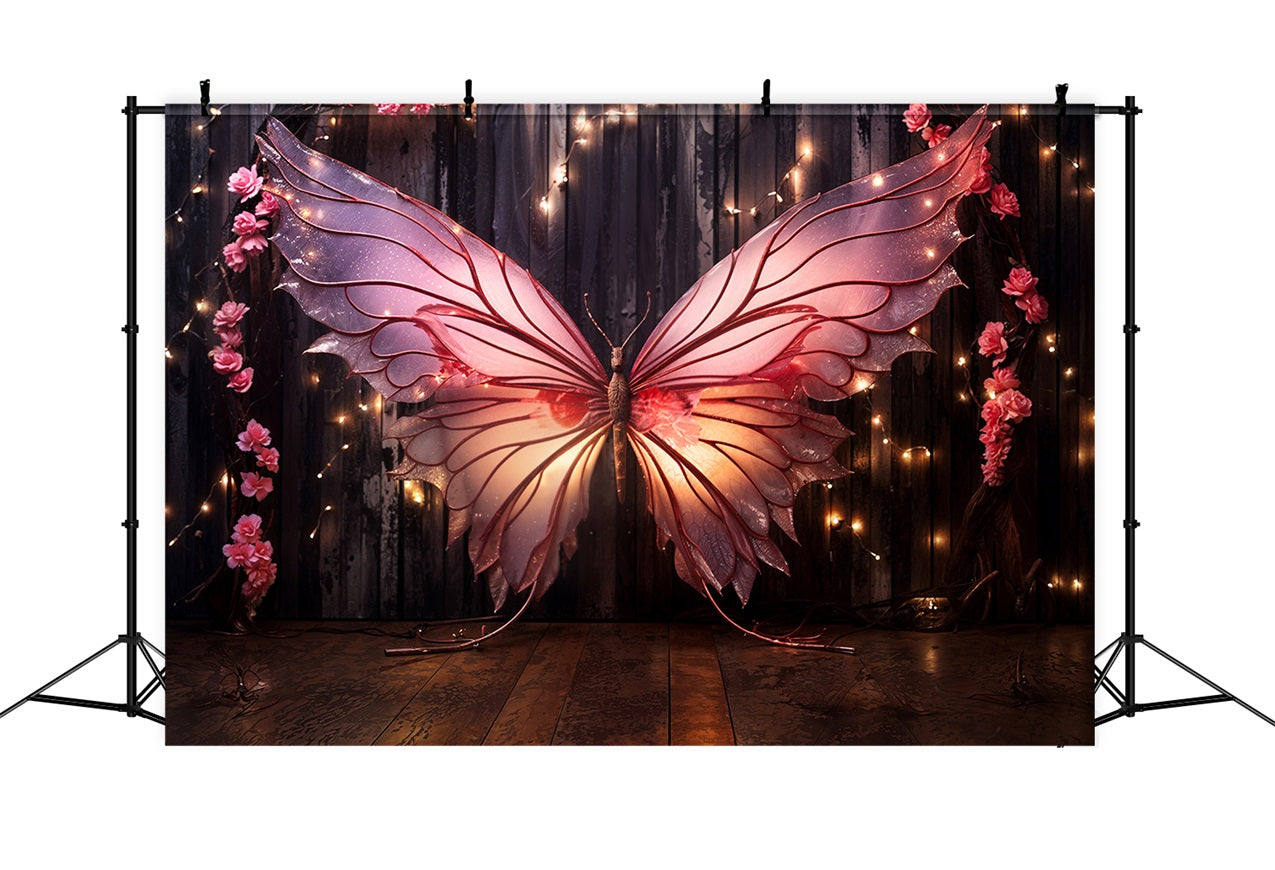 Fondali Di San Valentino Sfondo Con Ali Scintillanti Di Farfalla Rosa BRP11-442