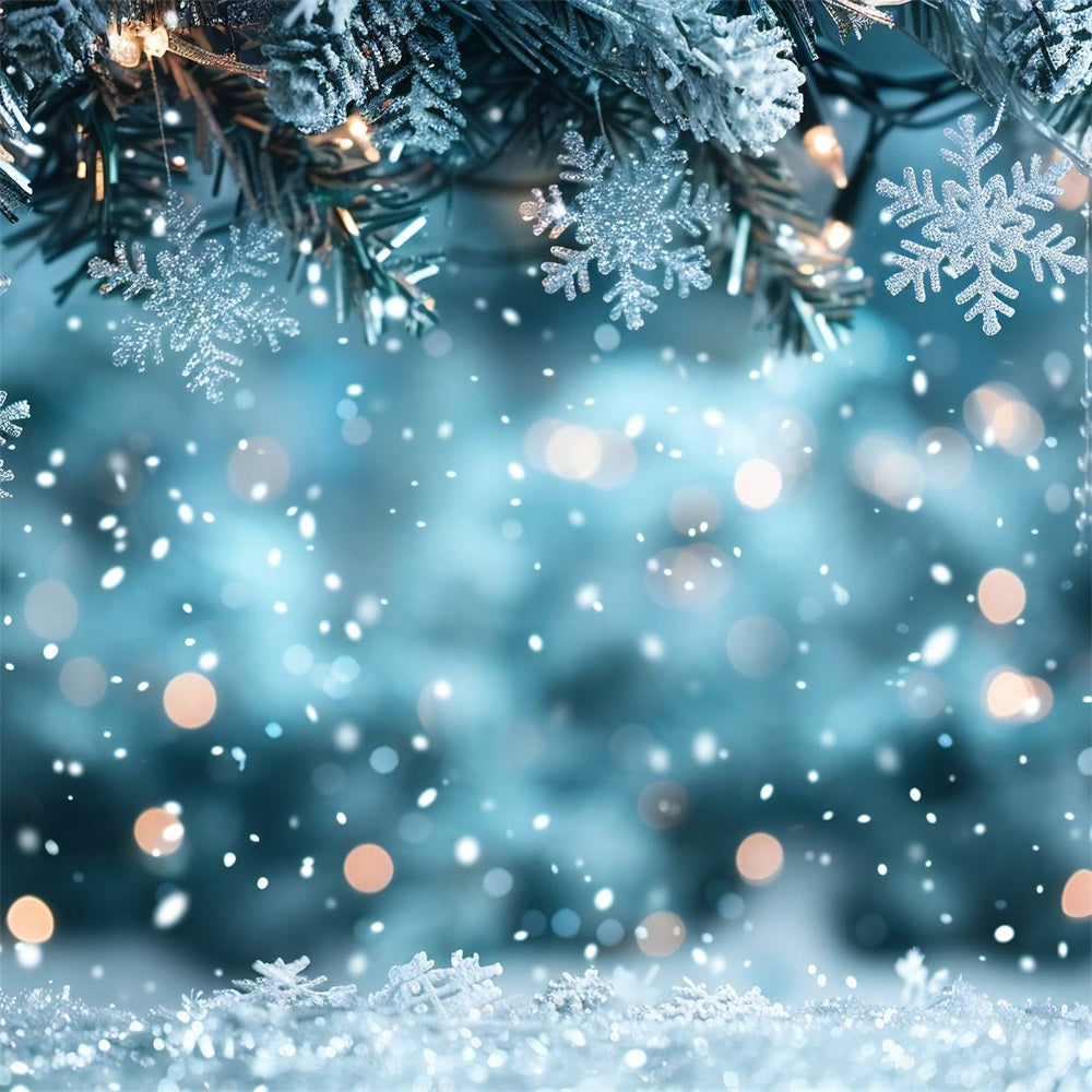 Sfondo Fotografico Sfondo Invernale Con Luci Dell'Albero E Fiocchi Di Neve BRP11-458