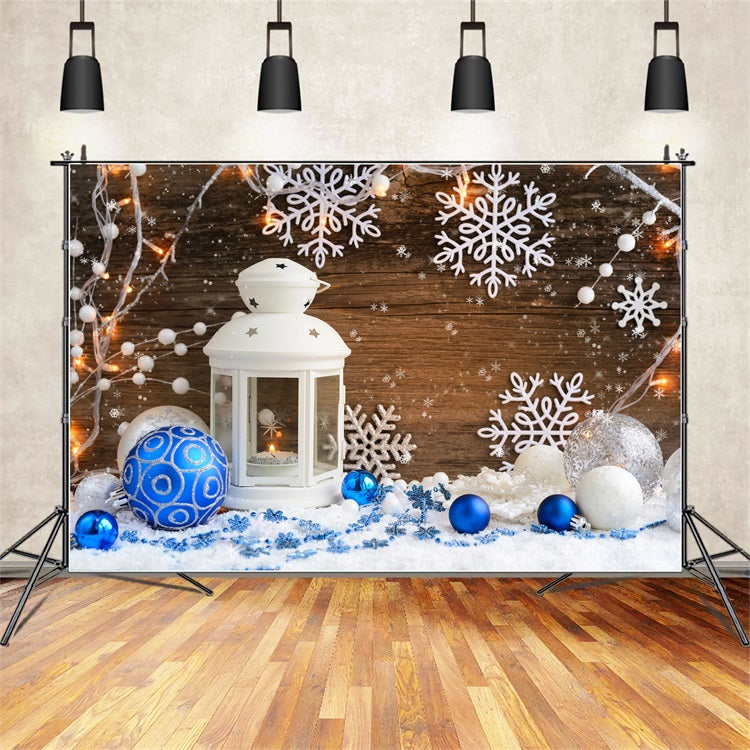 Sfondo Scena Invernale Lanterna Fiocchi Di Neve Ornamenti Sfondo BRP11-462