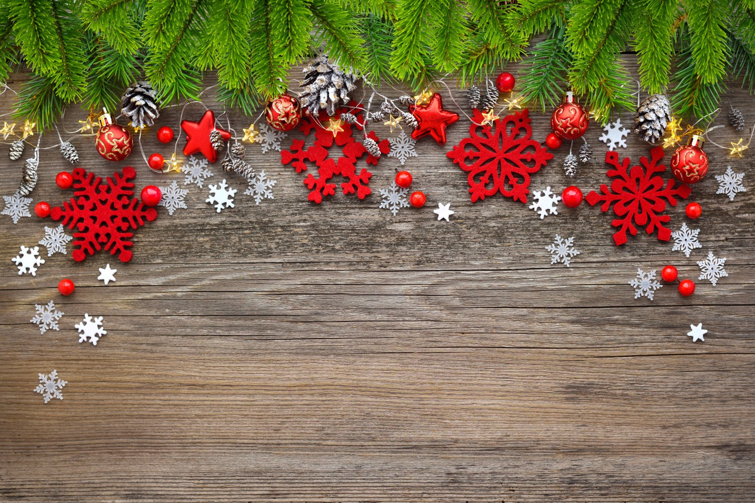 Fondali Fotografici Invernali Verde Stella Rossa Fiocchi Di Neve Sfondo BRP11-463