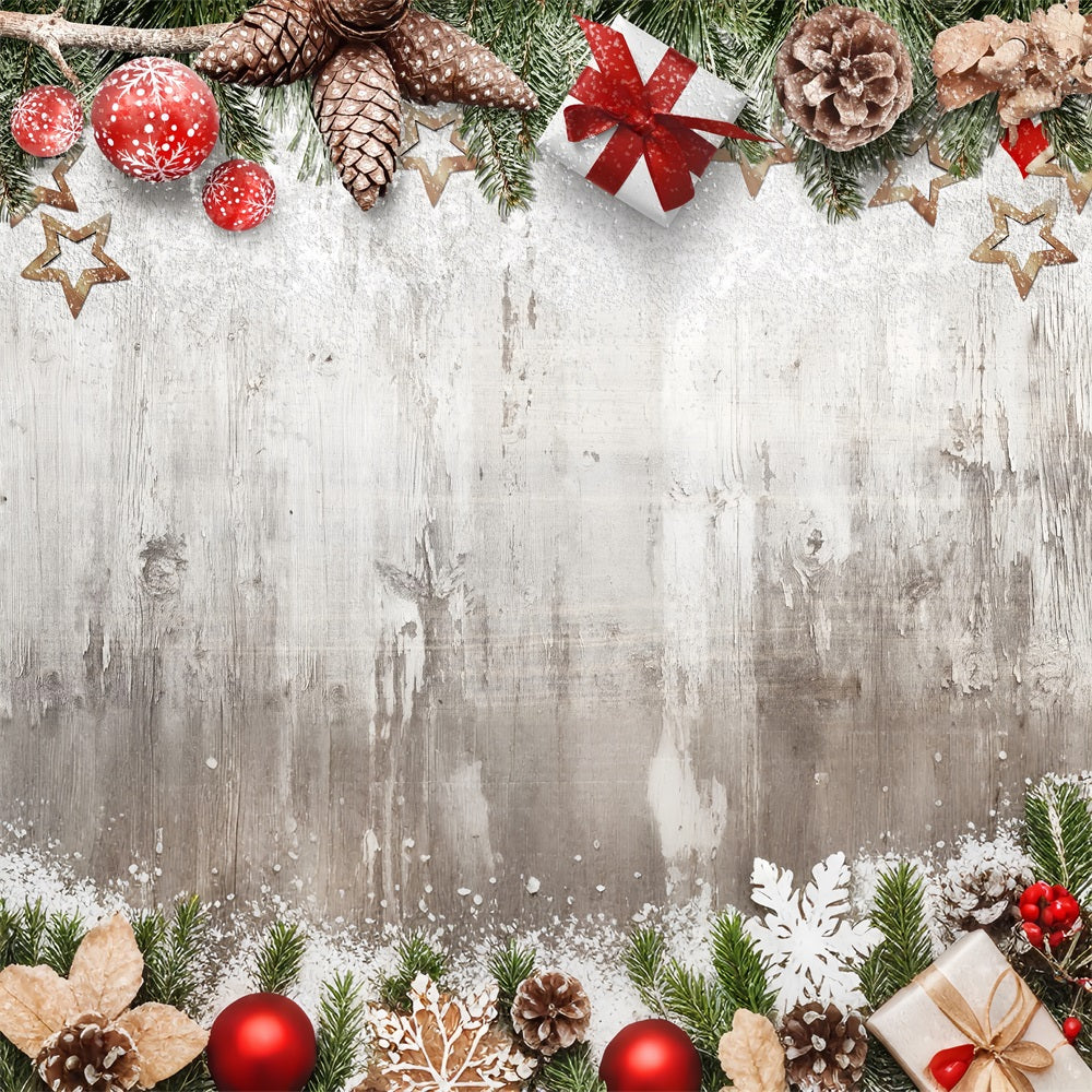 Fondali Fotografici Invernali Pigne Smerigliate Regali Decorazioni Sfondo BRP11-464