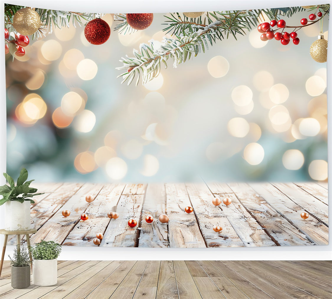 Fondali Invernali Palline Di Natale Sfondo Di Rami Di Abete Innevato BRP11-465