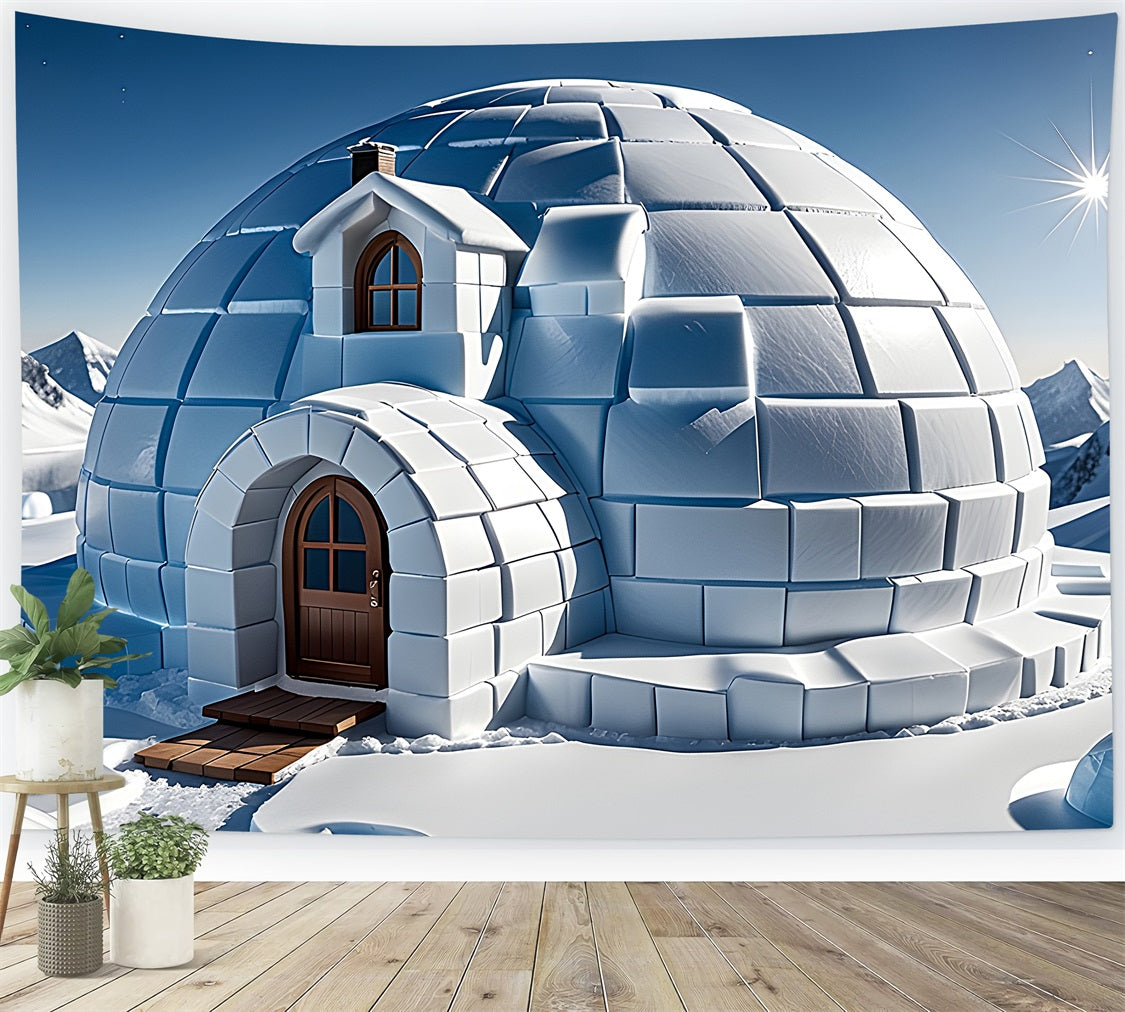 Sfondo Invernale Sereno Igloo Innevato Cielo Luminoso Sfondo BRP11-47