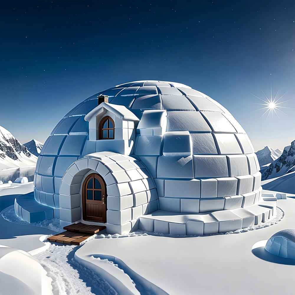 Sfondo Invernale Sereno Igloo Innevato Cielo Luminoso Sfondo BRP11-47
