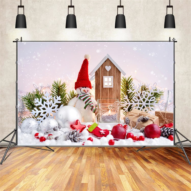 Fondali Scena Invernale Pupazzo Di Neve Decorazioni Natalizie Sfondo Regali BRP11-470