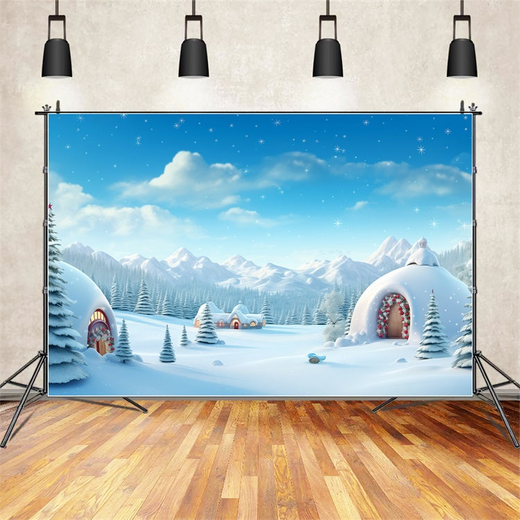 Sfondo Del Paese Delle Meraviglie Invernale Igloo Cime Innevate Sfondo BRP11-48